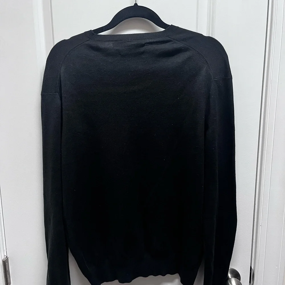 Polo Ralph Lauren Black Pima Cotton V-Neck Sweater Purple Pony - Men’s large